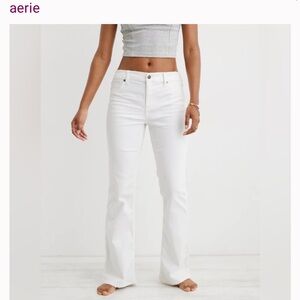 Aerie Pull On Baby White Flared Jeans